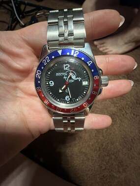 Vostok Amphibia Scuba Dude Automatic Watch with Pepsi Bezel and Stainless Steel